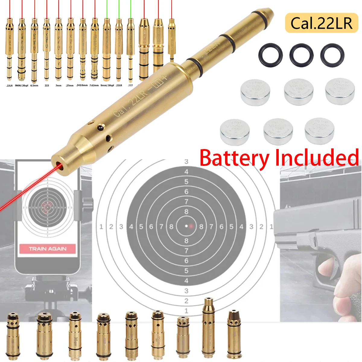 9mm 9X19mm 380ACP 38SPL 40S&W 223Rem 45ACP 7.62x39 Tactical Red Dot Laser Training Bullet Dry Fire Laser Trainer Cartridge