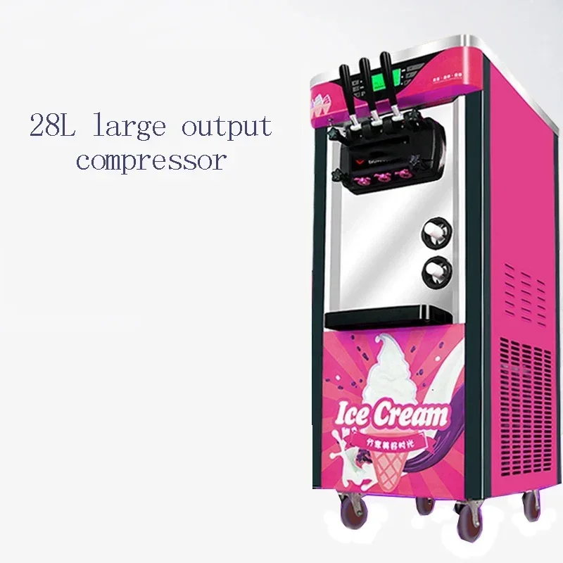 220V three-color vertical soft ice cream machine, vertical ice maker, intelligent puffing large capacity ice cream ma