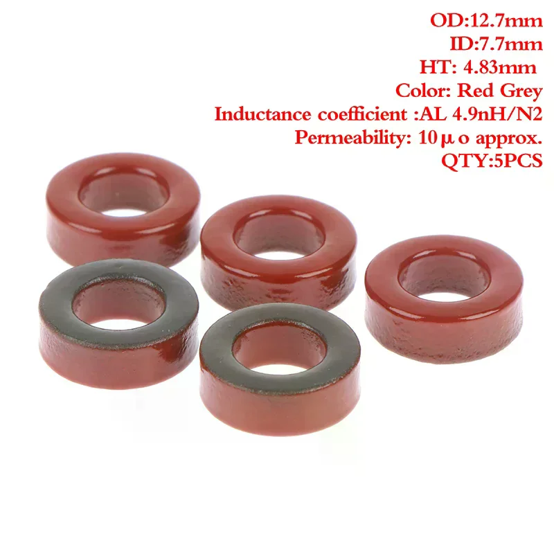 Iron Powder Cores T50-2 13*7*5 mm 4.9nH/N2 Ferrite Toroid Core Micro Metal Small Magnetic Ring .. Carbonyl