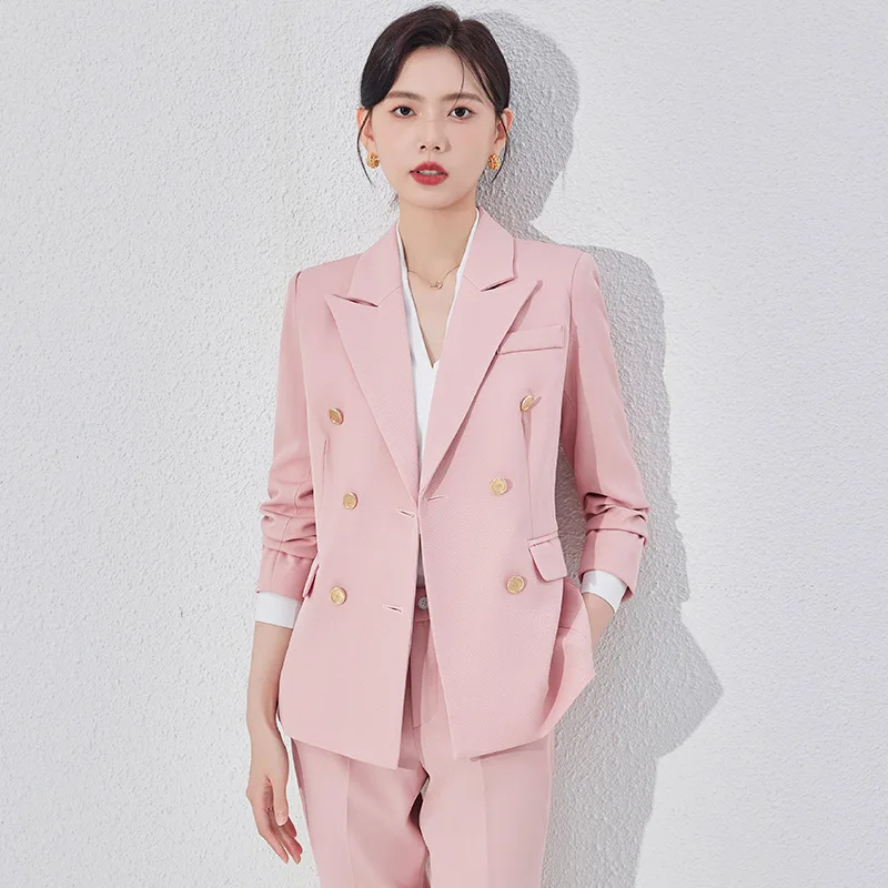 2024Autunno Inverno delle nuove donne professionali High-end doppiopetto manica lunga Set completo di pantaloni formali da lavoro di moda