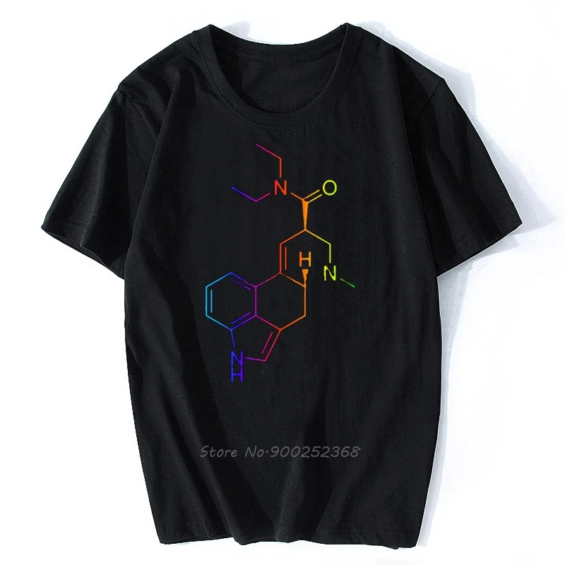 Popular LSD Colored Molecule For Man Natural Cotton TShirt Unique Short Sleeve Teenage T Shirt Funny Tees Hip Hop Top Streetwear