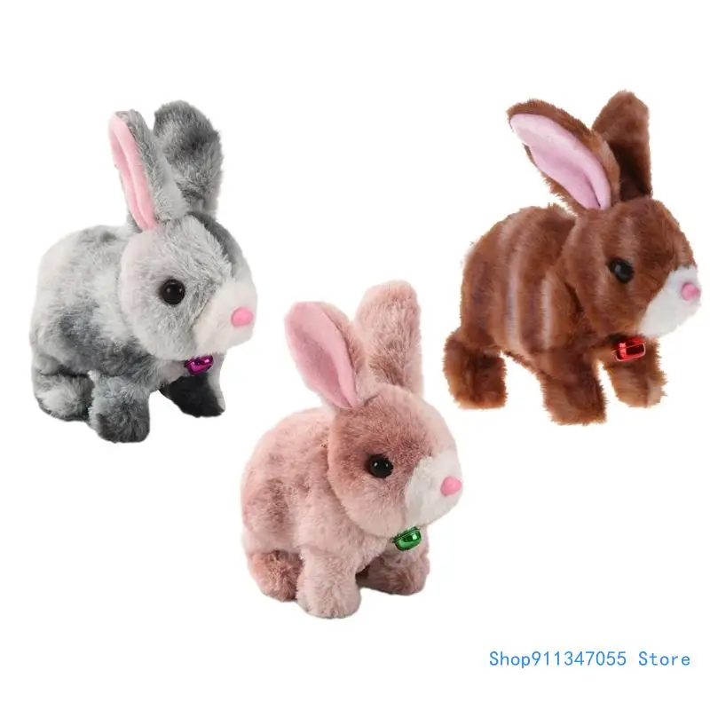 

Plush Stuffed Animal Squeaking Walking Rabbit Electric Toy Gifts for Girls Drop shipping