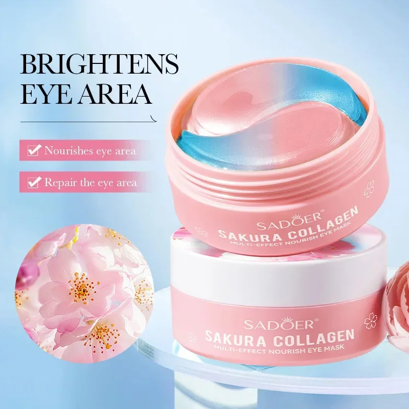 60pcs Sakura Collagen Eye Mask Anti Dark Circles Eyes Bags Removal Moisturizing Firming Brighten Eye Patches Skin Care for Eyes
