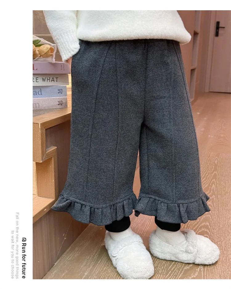 

Winter New Children's Velvet Fake Two-piece Casual Pants 2025 Korean Version of Girls School Pants Children's Clothing