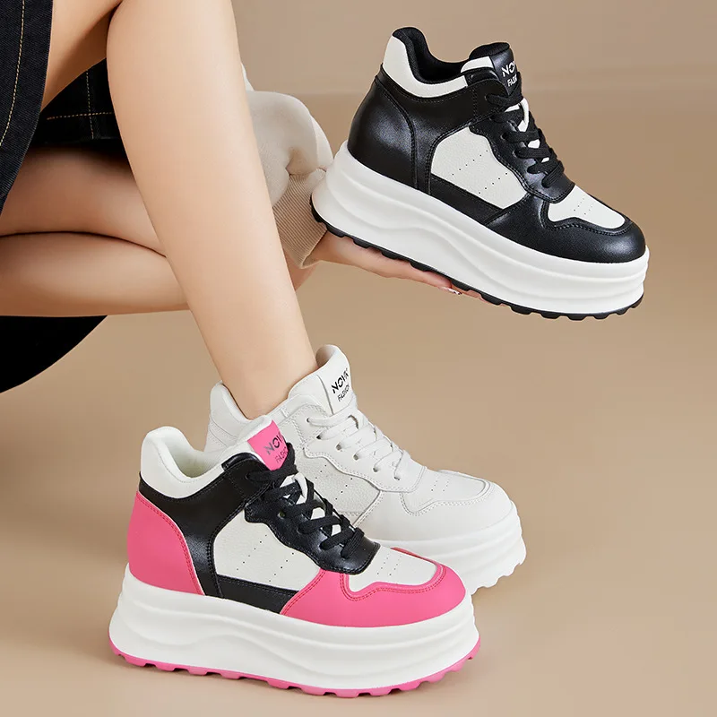 

Повседневная женская обувь 2026: весенне-осенние женские кроссовки на толстой подошве, высокие белые кеды для женщин