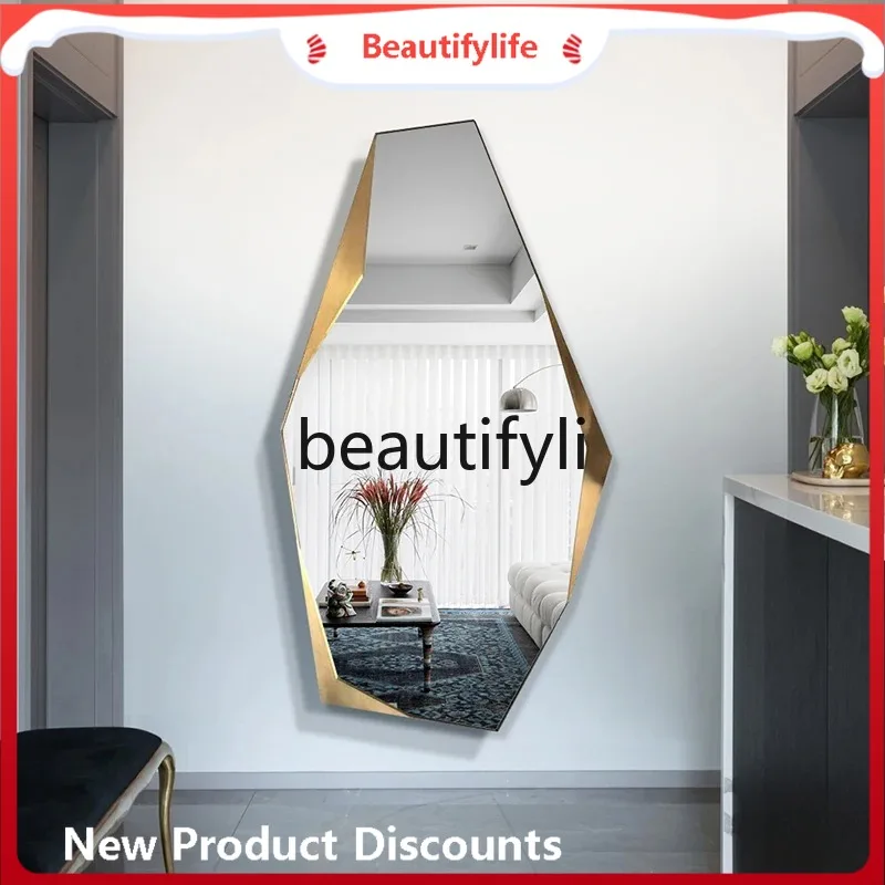 

Nordic creative full-length mirror home bedroom geometric design full-length mirror entrance wall hanging irregular