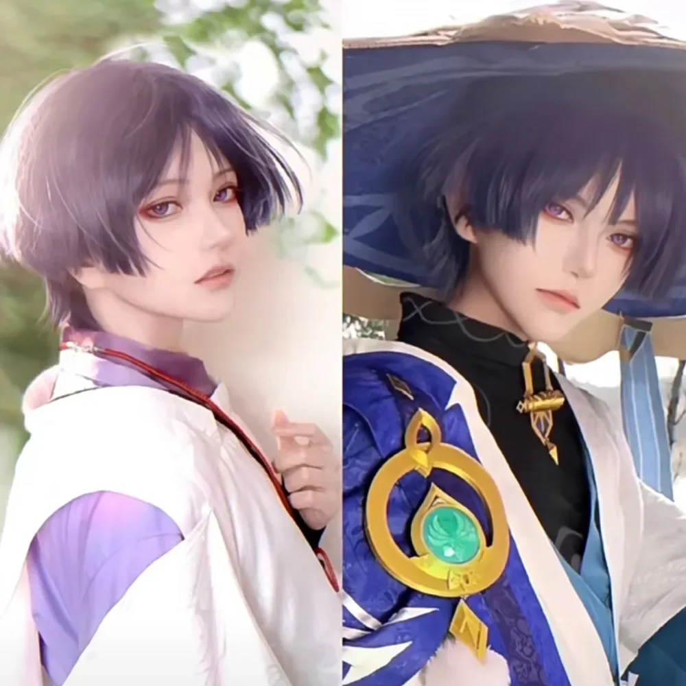 Anime Genshin Impact Scaramouche Cosplay Wig Pre Styled Heat Resistant Synthetic Halloween Dress Up Wanderer Cosplay Wigs