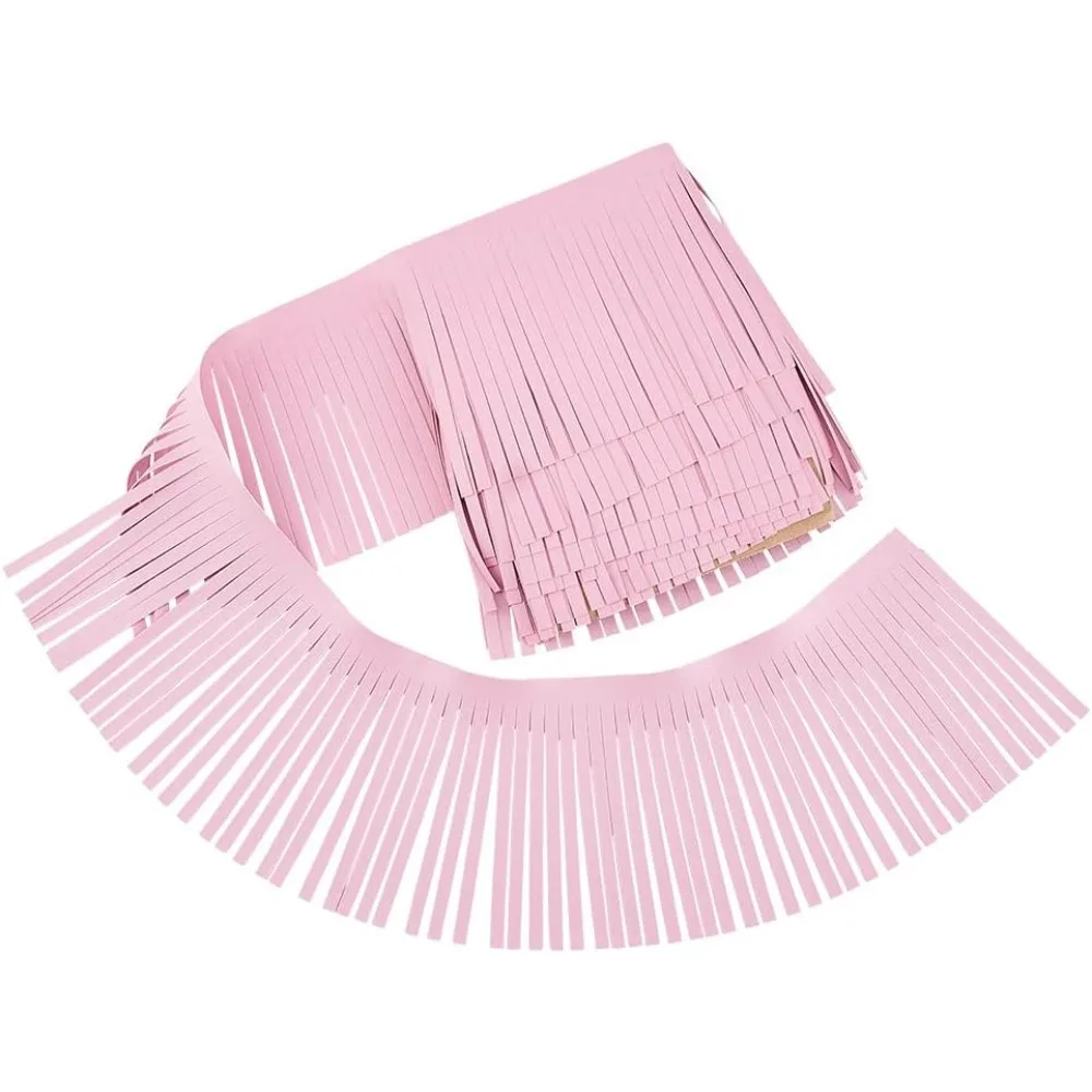 2 Yards Leather Fringe Trim, 4 Inch PU Leather Tassels Pink Tassel Trim DIY Dance Skirt Tassel Fringe Wrap Cover for Keychain