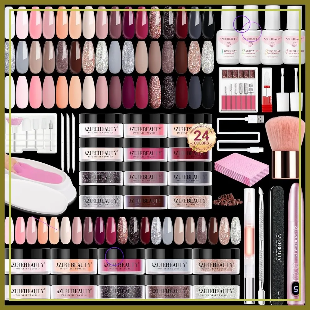 

Полный набор для ногтей с электрической дрелью, 24-цветный маникюрный набор телесного цвета с розовым блеском для домашнего использования