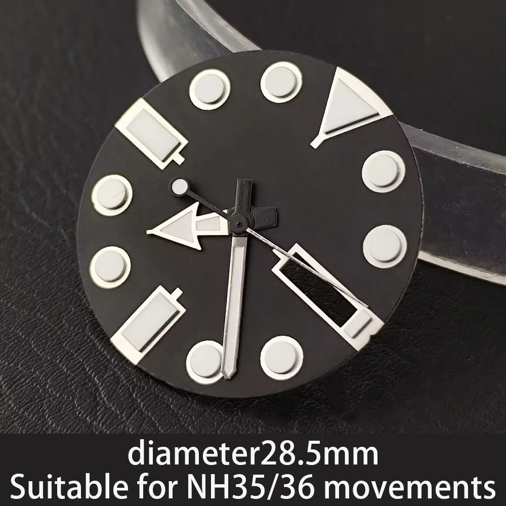 28.5mm high-quality watch dial accessory with green night light modification dial, suitable for NH35/36 movement
