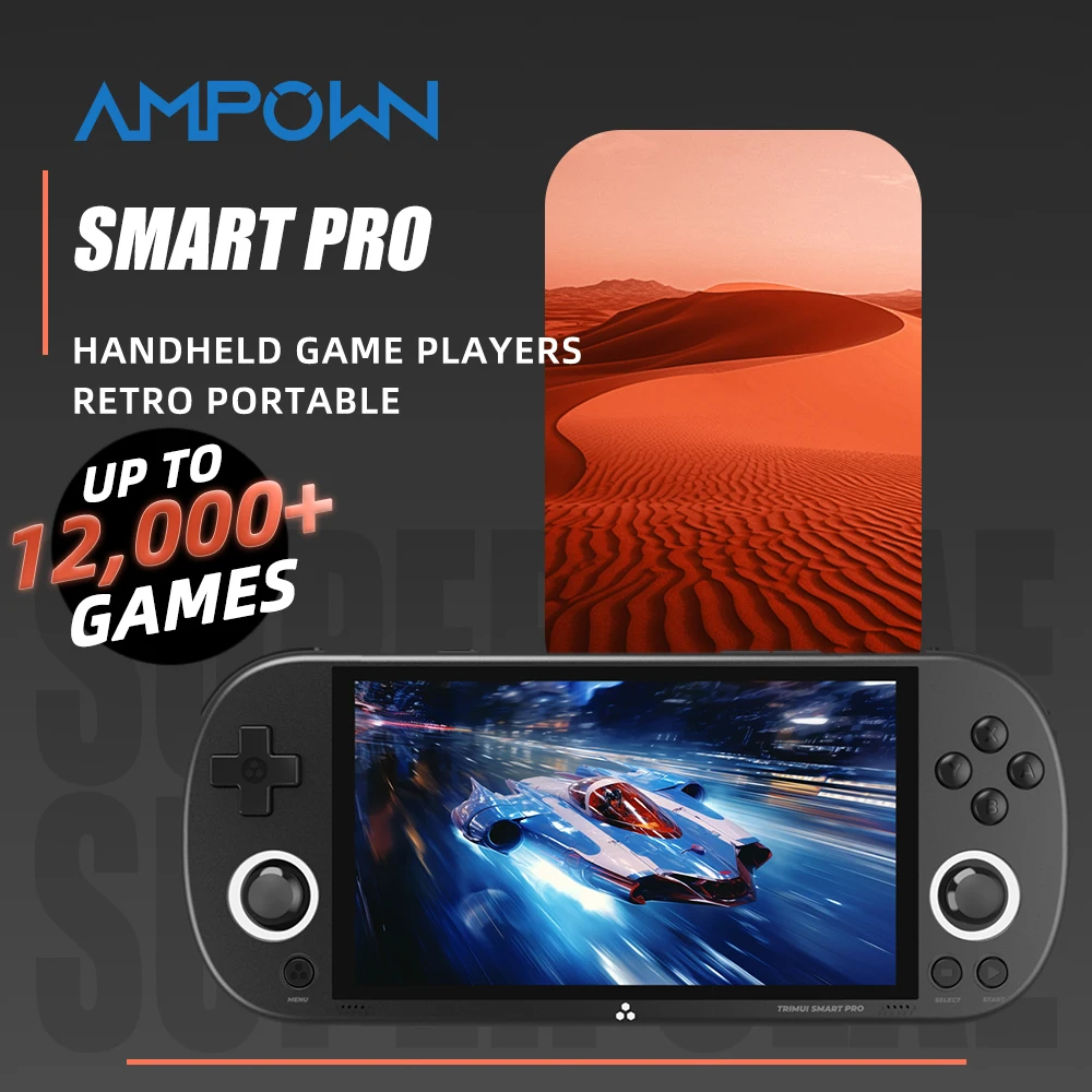 AMPOWN Trimui Smart Pro Consoles 4.96'' IPS Screen Handheld Game Players Linux System Emulator Portable Console Retro Video Game