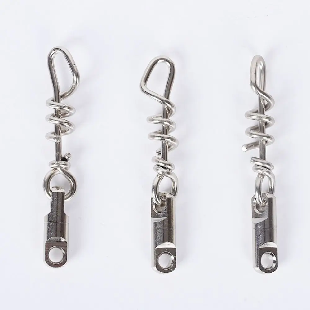 

5PCS Copper Fishing Corkscrew Swivel Snaps Silver High Strength Saltwater Fishing Swivels Stainless Steel Fishing Snap Connector