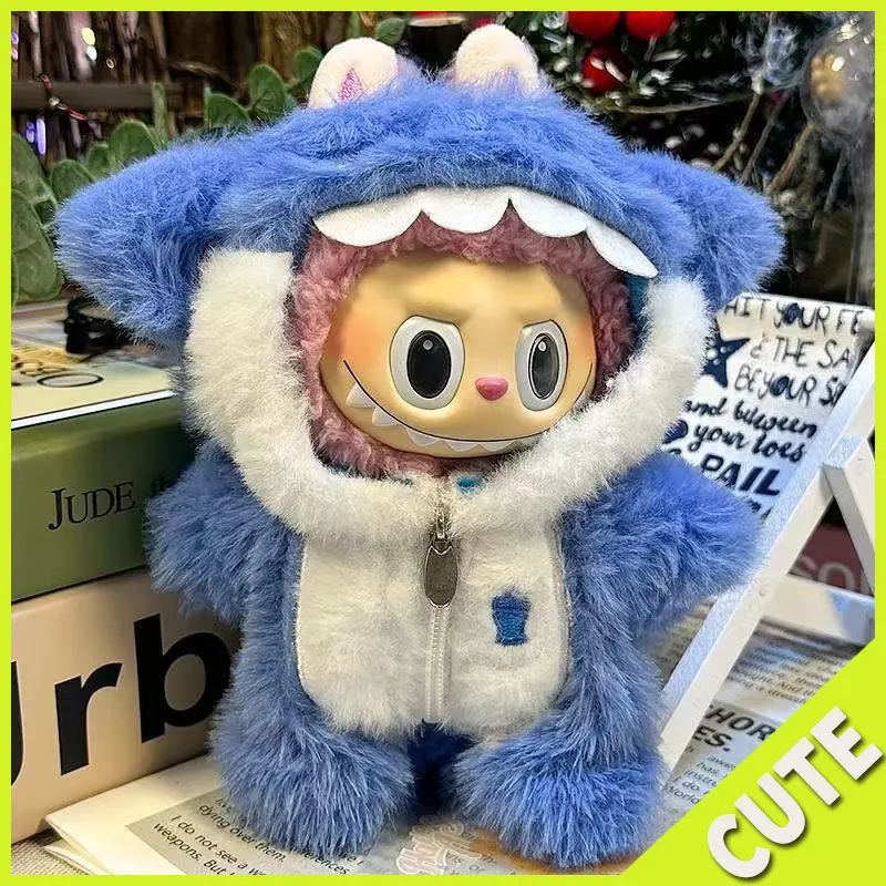 

Для Labubu 17 см кукольная одежда брелок для сидения вечерние кулон синяя акула милая одежда мультяшные плюшевые модные аксессуары для нарядов