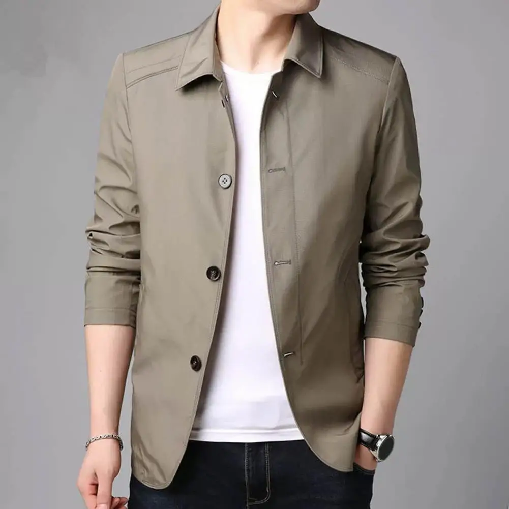 Top Grade New Brand Designer Lapel Casual Zipper Fashion Men Jacket Windbreaker Coats Solid Color Korean Style Men Clothing