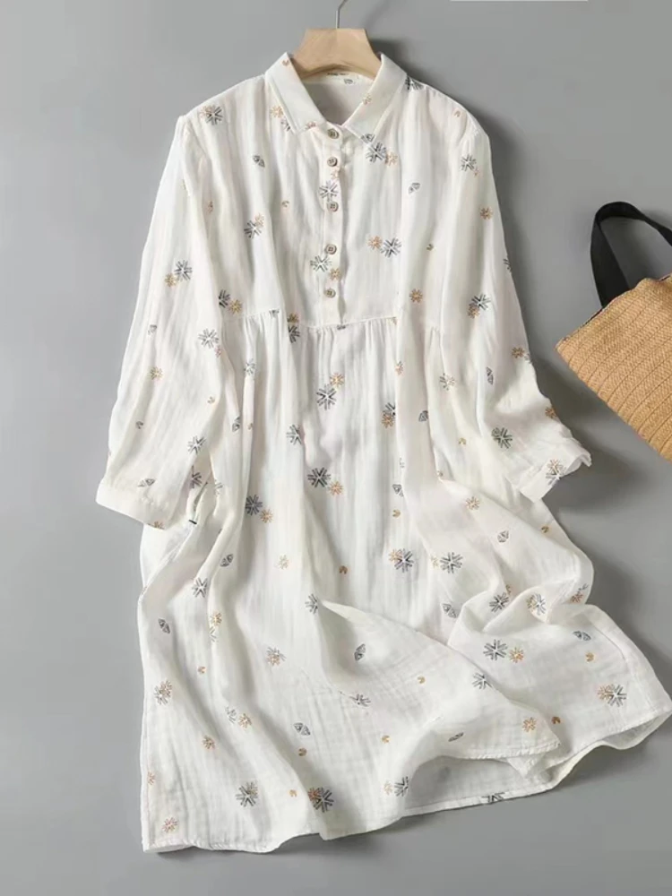 Summer Dress Women 2024 Fashion Korea Cotton Material Loose Lantern Sleeve Shirt Dress Streetwear Short Mini Casual Clothes