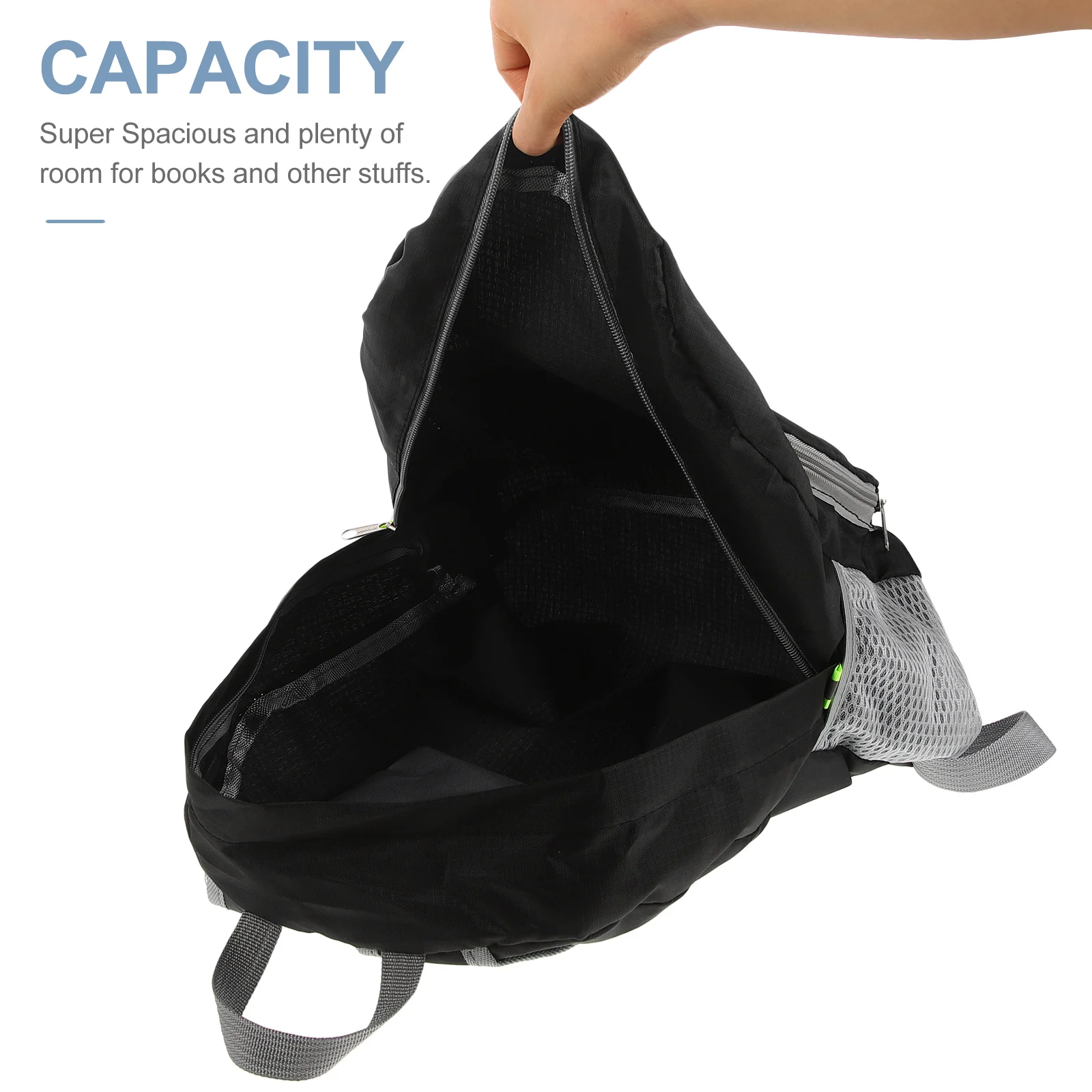 

Mountaineering Backpack Zippered Collapsible Foldable for Men Polyester Storage