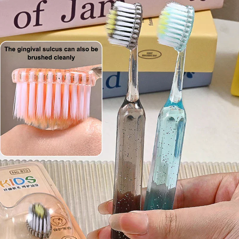 2Pcs Convex Surface Children's Toothbrush Soft Bristle Teeth Brushes For 3-12 Years Old Kids Toothbrushes Dental Oral Care
