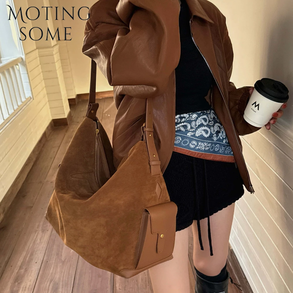 

Motingsome Big Size Suede Leather Handbag Oversized Woman Winter Bag Purse Satchel Luxury Designer Bag Frosted Cowhide Tote 2025