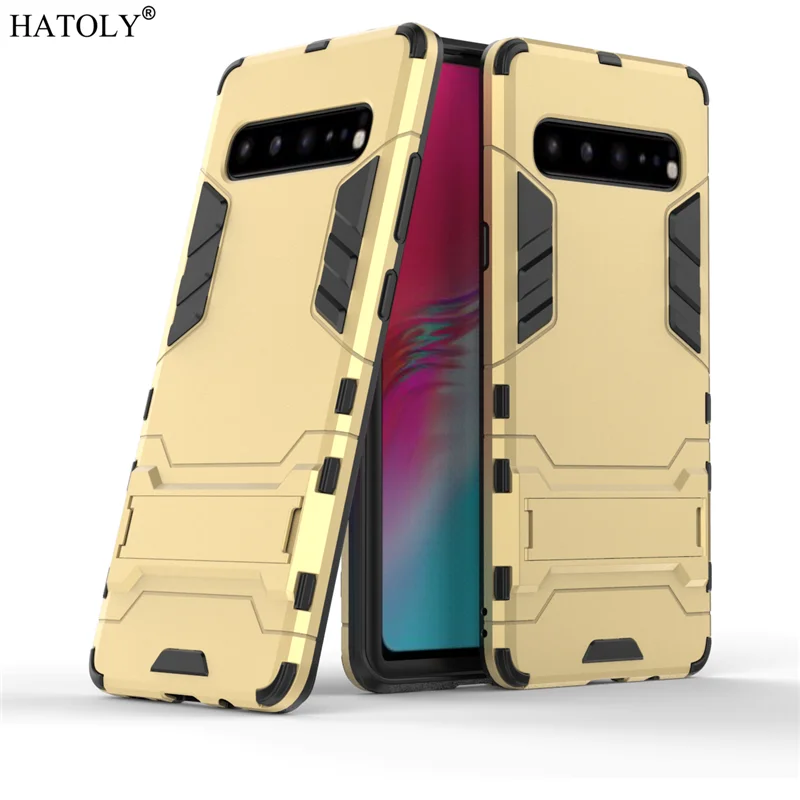 Funda de goma para Samsung Galaxy S10 5G, carcasa a prueba de golpes, armadura de doble capa, soporte, parachoques, 5G