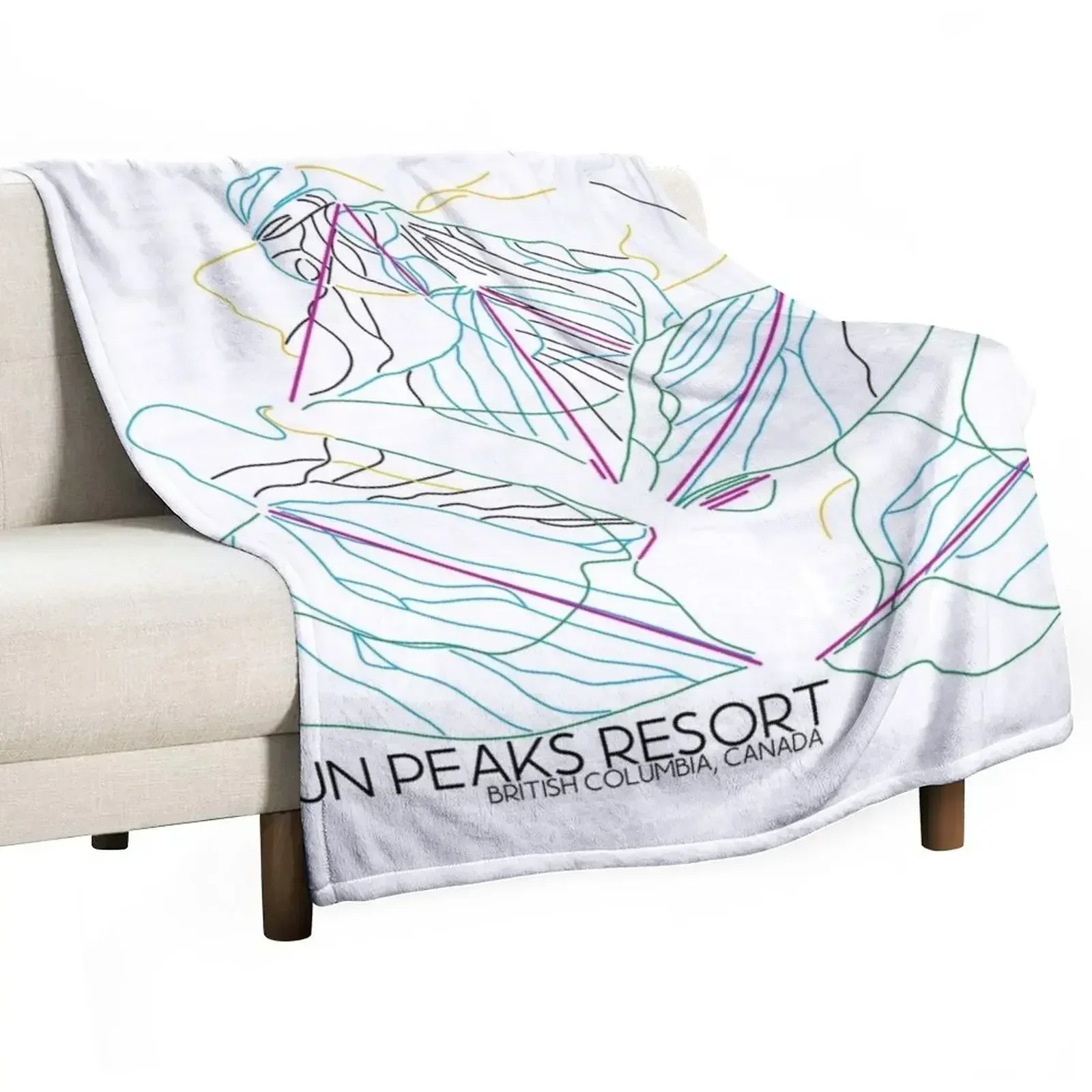 Sun Peaks Resort Map Throw Blanket sofa bed Tourist Stuffeds Blankets