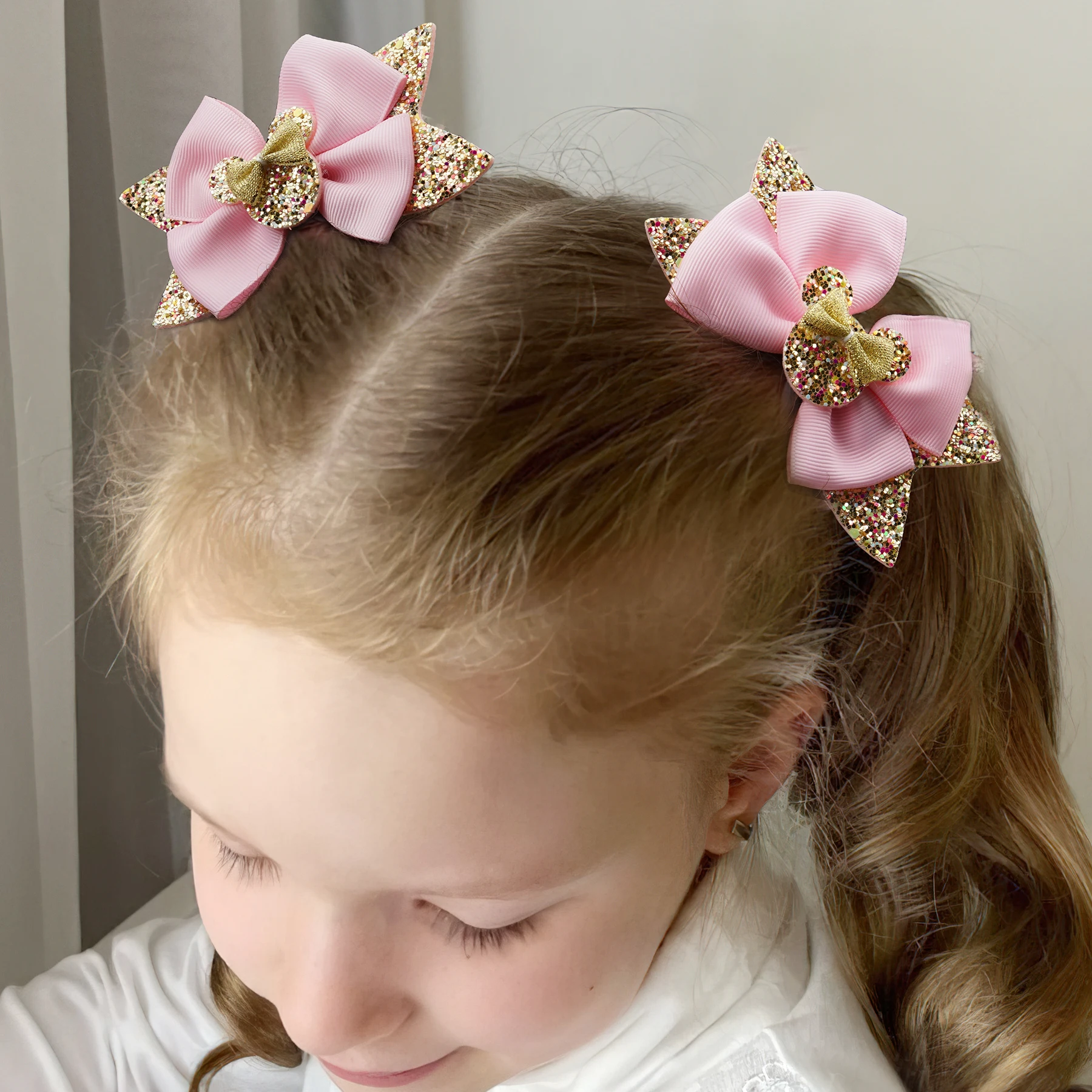 4 stuks 4 inch nieuwe glitter muis boog haarspeldjes mode haaraccessoires voor meisjes dagelijkse hoofddeksels geschikt voor alle seizoenen