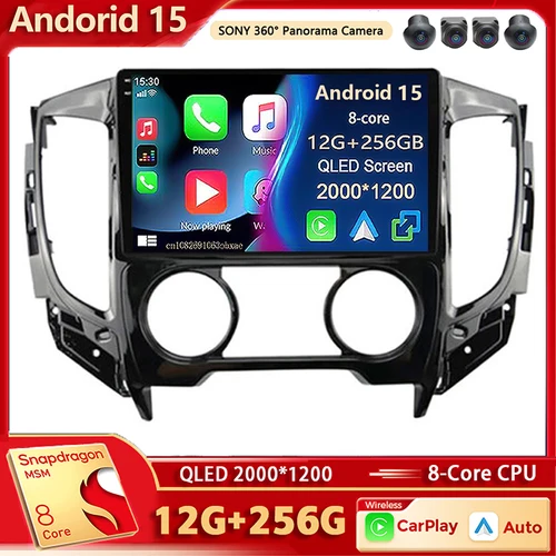 Reproductor Multimedia de Radio de coche Android 15 para Mitsubishi Pajero Sport 3 L200 2015-2019 Auto Carplay estéreo de coche DSP wifi + 4G Ai voz