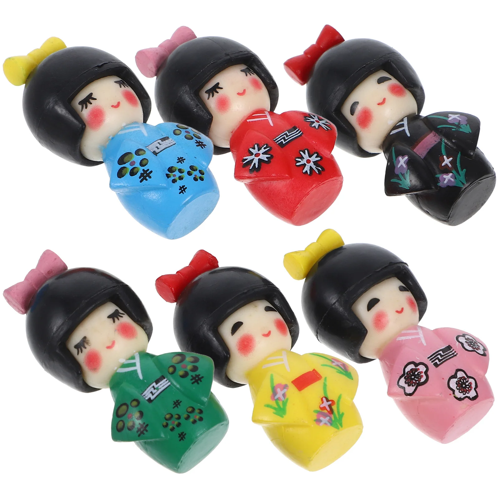 

6Pcs Japanese Kimono Girl Traditional PVC Hand Painted Household Decoration Creative Miniature Ornament Gift for Kids and Adults