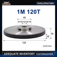 1Pc 1M 120T Spur Gear Bore 8mm 10mm 12mm 14mm 15mm Motor Gears 1 Mod 120 Teeth Low 45# Steel Material Metal Pinion For Motor