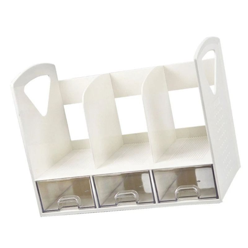 Boodend escritorio con 3 cajones deslizantes, organizadores escritorio multifuncionales, soporte para libros, revistas,