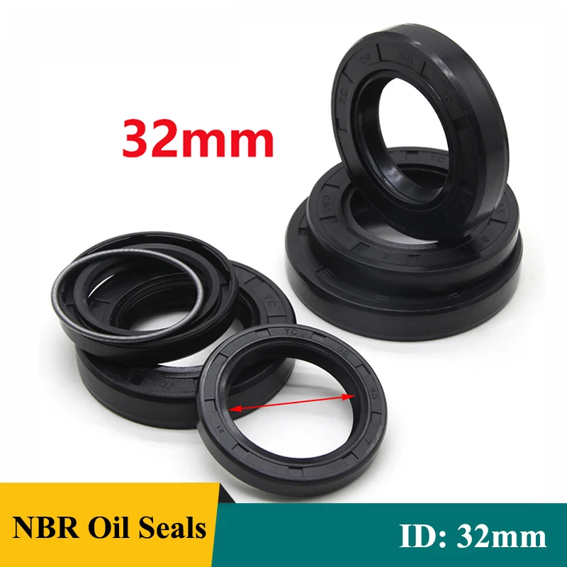 

Black NBR Oil Seals ID32mm TC-32*42/43/44/45/48/50/52/55/58/60/62/65/72*5/7/8/10/12mm Nitrile Rubber Shaft Double Lip Gasket