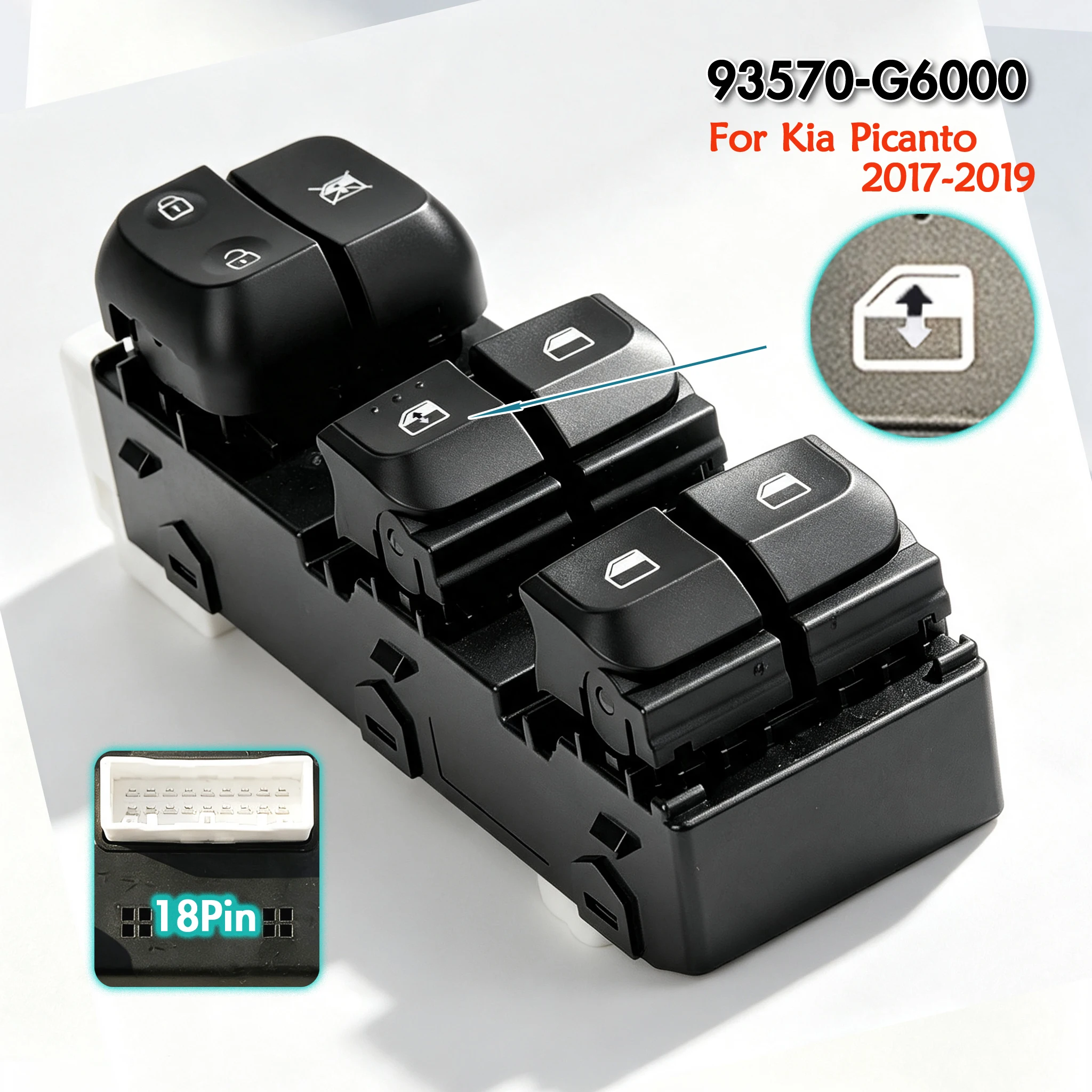 93570-G6000 For Kia Picanto 2017 2018 2019,Front Left Driver Side Electric Master Power Window Switch Lifter Control Button