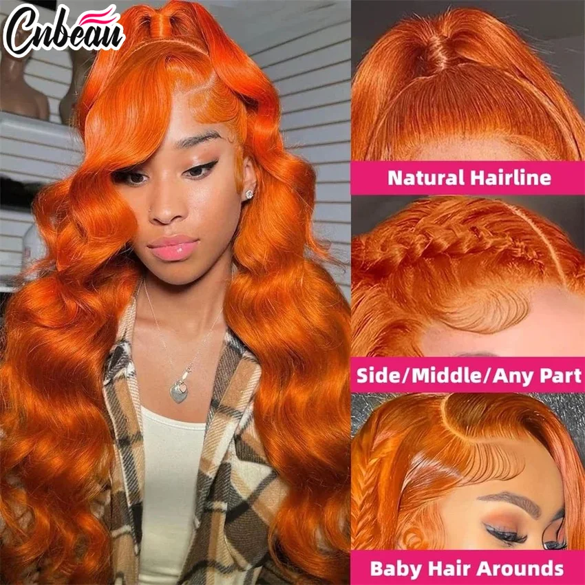 250% onda del cuerpo 13x6 HD peluca con malla Frontal 100% cabello humano jengibre naranja brasileño Remy color prearrancado 13x4 pelucas frontales de encaje