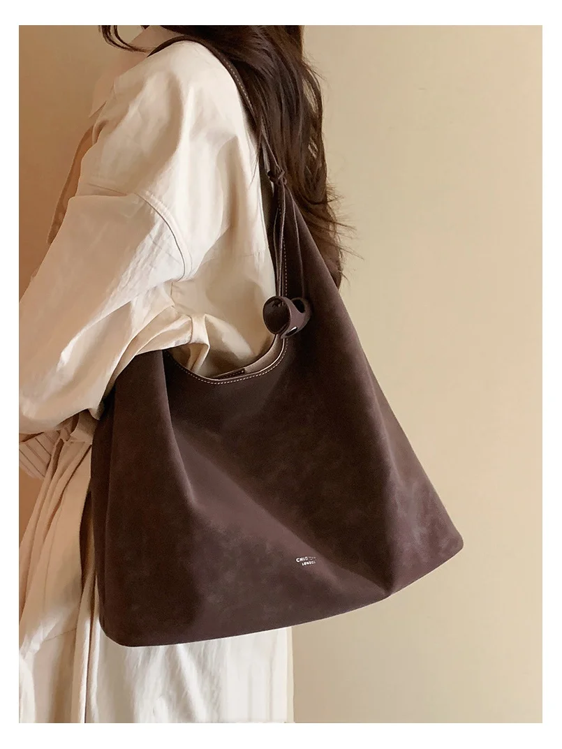 

Moyu Forest Tote Bag PU Leather Women's Large Capacity Commuter Bag Lazy Slack Shoulder Bag