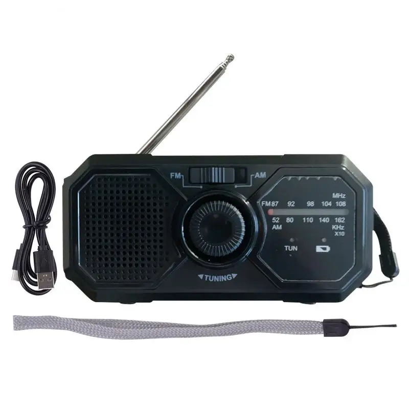 

Solar Portable Radio Durable Solar Powered Hand-Cranked Radio Wind Up Solar Radio for Outdoor Camping Survival