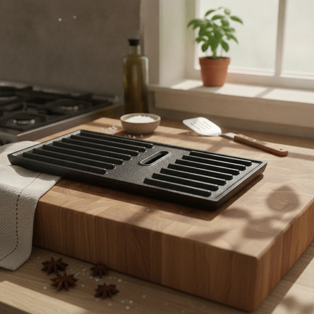 cast-iron-grill-plate-raised-ridges-ribbed-grill-plate-cookware-drainage-slots-cooking-gear-heat-retention-for-barbecue