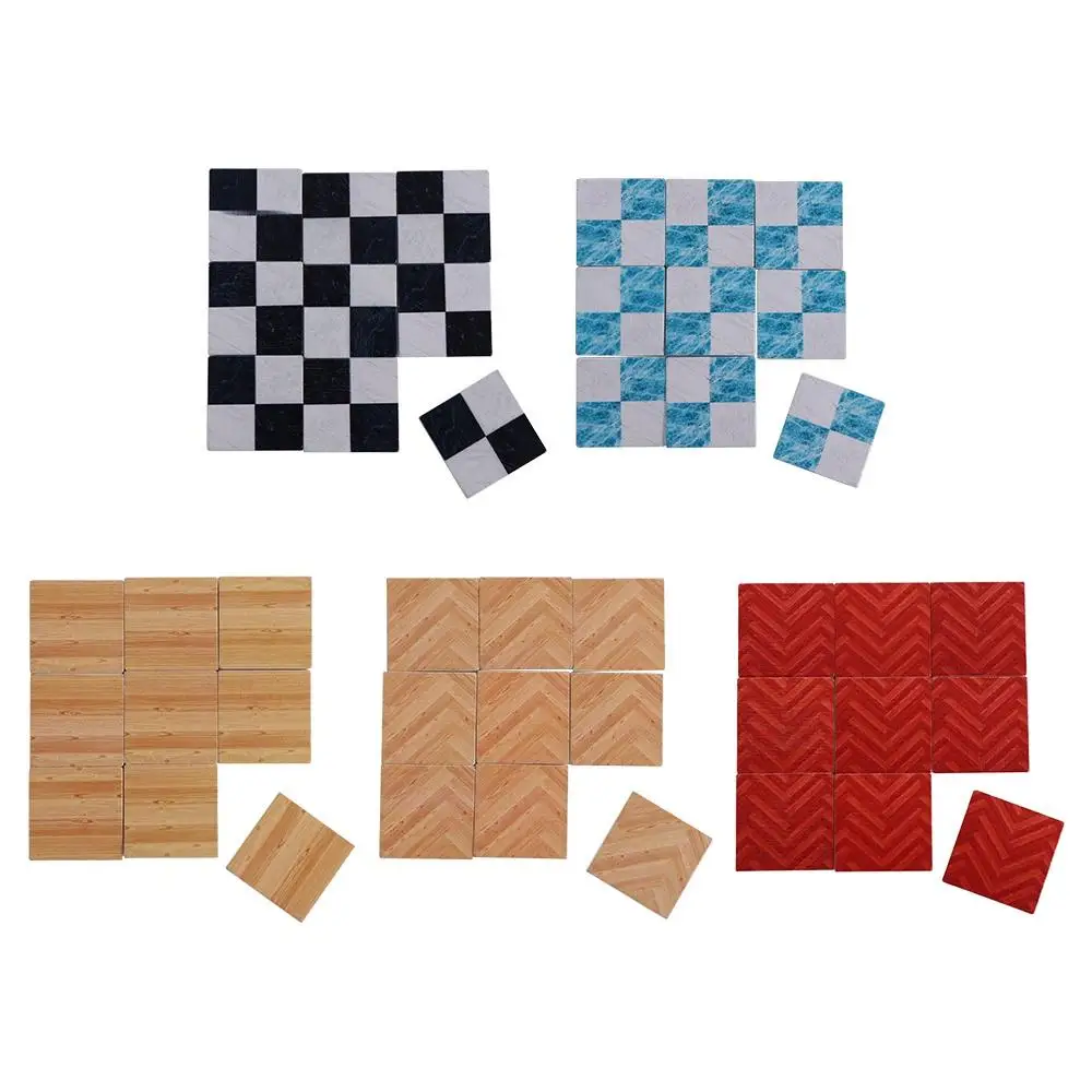 9 ピース/セットごっこ遊び 1:6/1:12 ドールハウス家具正方形ドールハウスアクセサリードールハウス木の床知育玩具