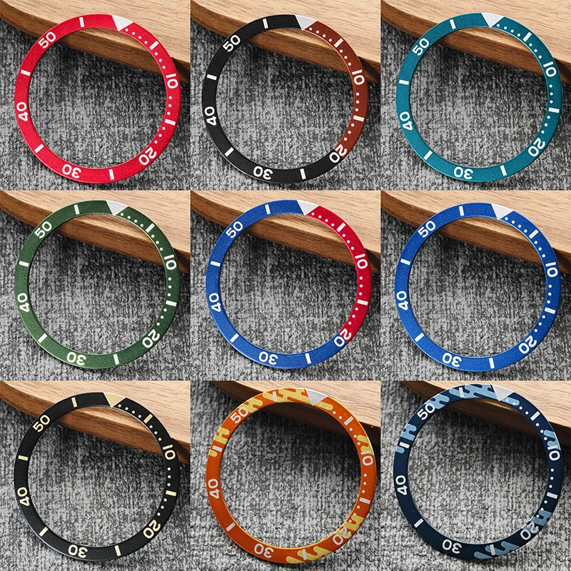 38mm×31.5mm Watch Bezel Inserts Aluminum Various Styles Flat Bezel Fit SKX007 SKX009 SRPD Watch Case Watch Parts And Accessories
