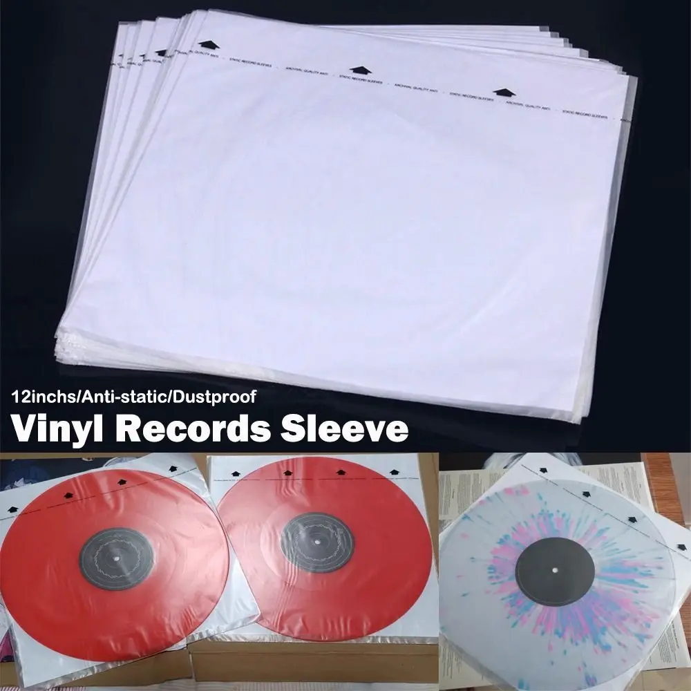 New 12 Inch Vinyl Records Sleeve White Resealable LP Vinyl Record Cover Inner Record Sleeves