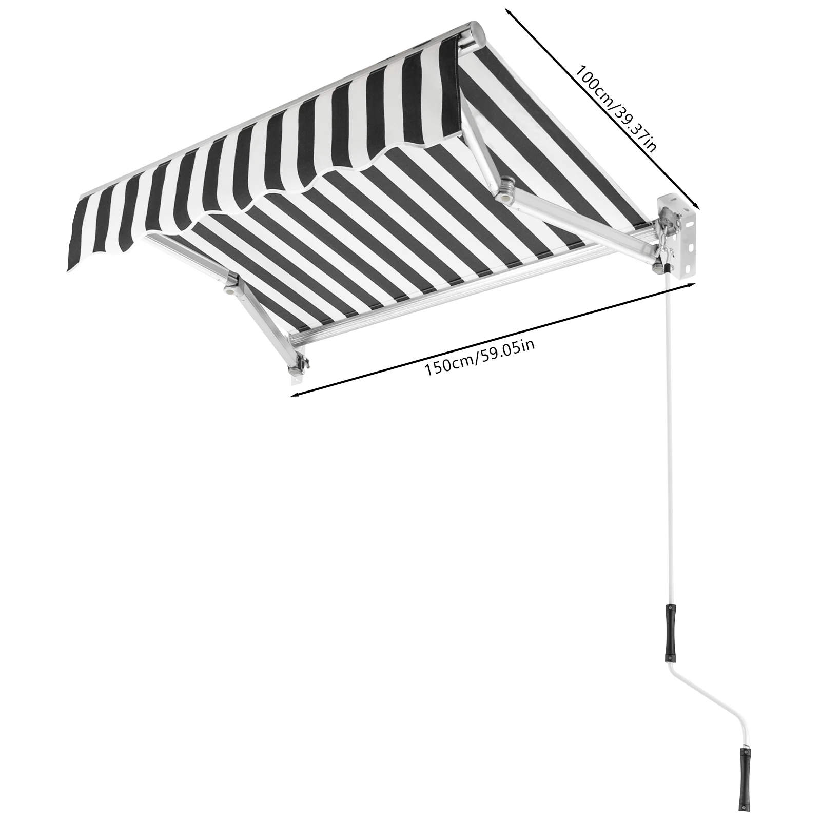 Imagem -06 - Toldo Retrátil Manual para Porta e Janela Abrigo para Pára-sol com Manivela Sombra ao ar Livre Preto e Branco Vermelho e Branco 15 m 2m