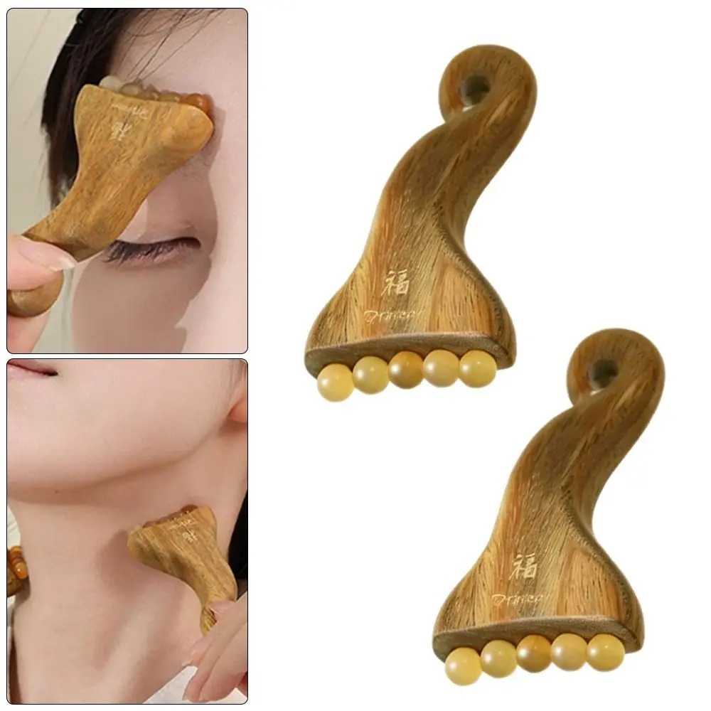 

Durable Wood Facial Gua Sha Tool with Beads Handheld Body Massage Scraper Meridian Massager Facial Care