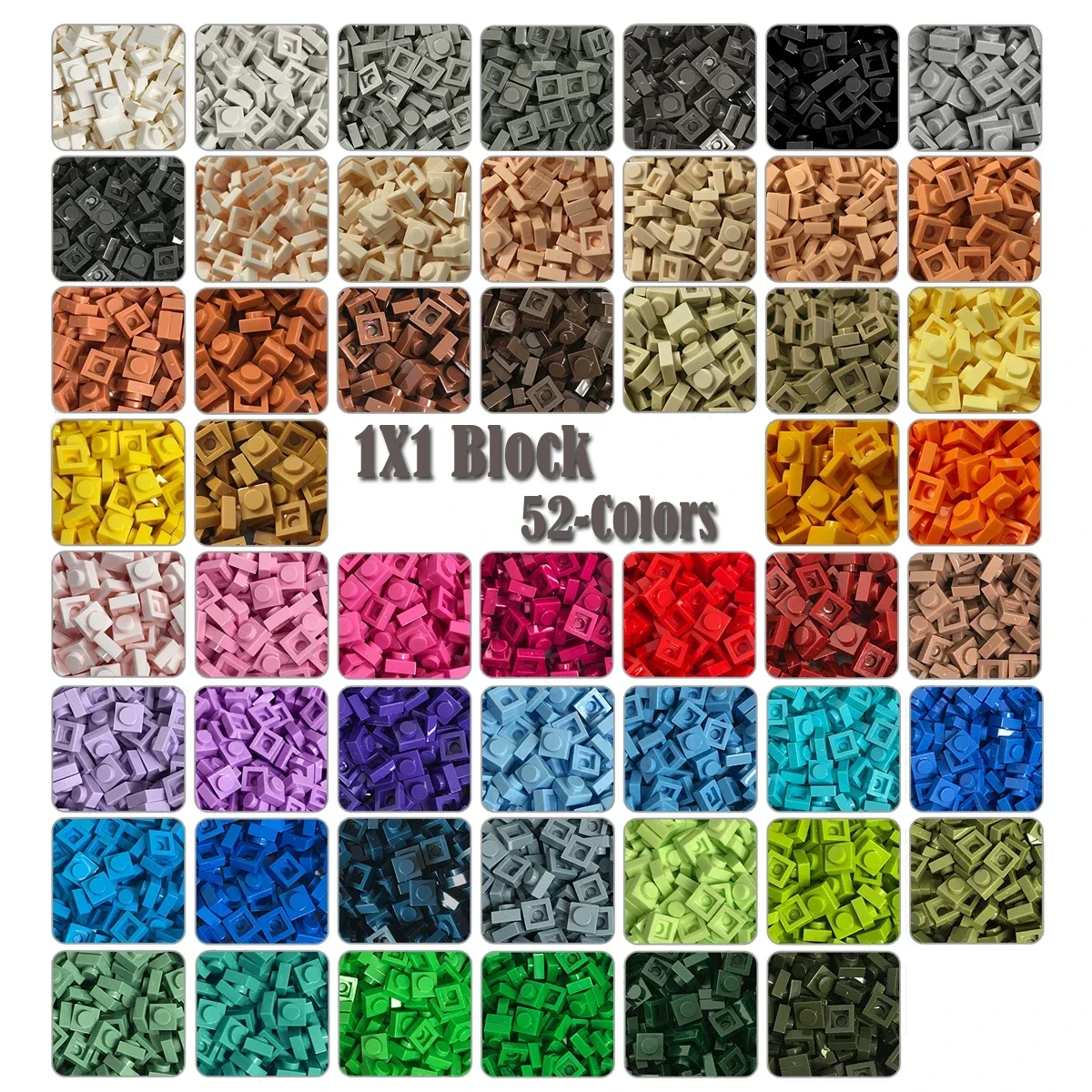 550pcs/Lot 100G Plate Bricks 1x1 Building Block MOC Parts DIY Pixel Art QR Code Brick  Kids Toys 52Colors Compatible with Lego