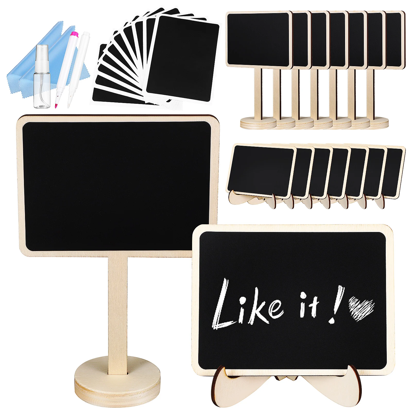 10 Blackboard Suit Erasable Mini Chalkboard Signs Wood Small Framed Stand Food Label Party Wedding Display Table Numbers