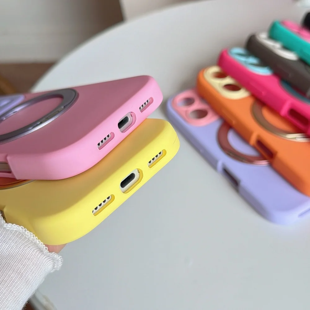 INS Magnetic 360° Rotating Bracket Phone Case For iPhone 17 16 15 Pro Max 17 16 Pro 15 Solid Color For Magsafe Holder Cover ﻿ - view 6