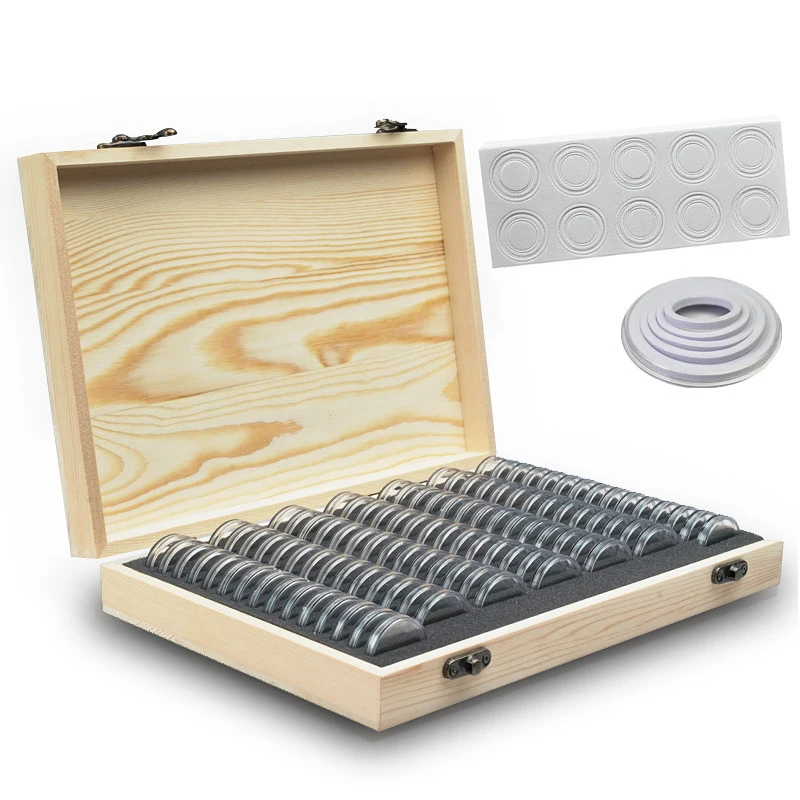 

LJL Wooden Coins Display Storage Box Case+100 Grids Round Slab For Certified Coin Handcrafted With Premium Pine Wood Durable And
