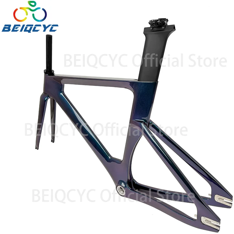 700C Track bike Chameleon Green Carbon Aero Track Frame  Road Bike, BSA  Fixed Gear Frameset
