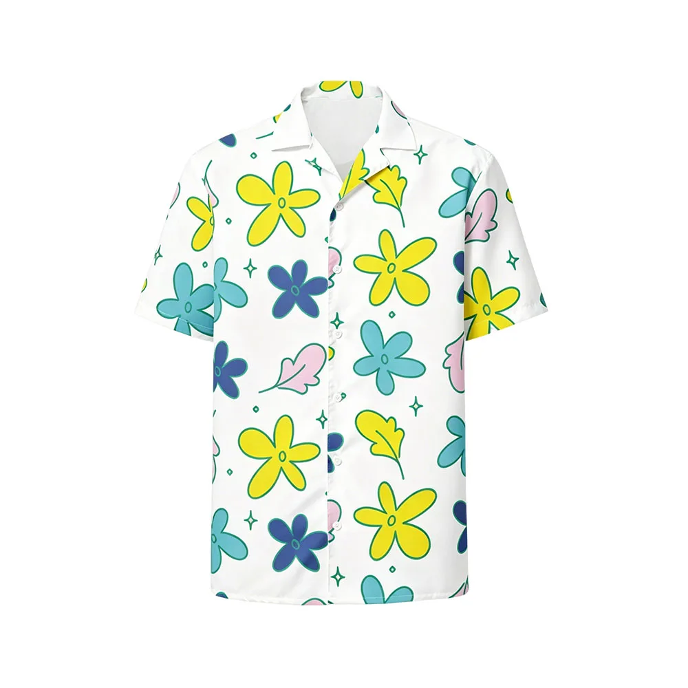 Heart & Stopper Leaves Shirt Design Graphic Print Clothing Short Sleeve Button-up Unisex Streetwear Camisa Loose Casual Men Tops