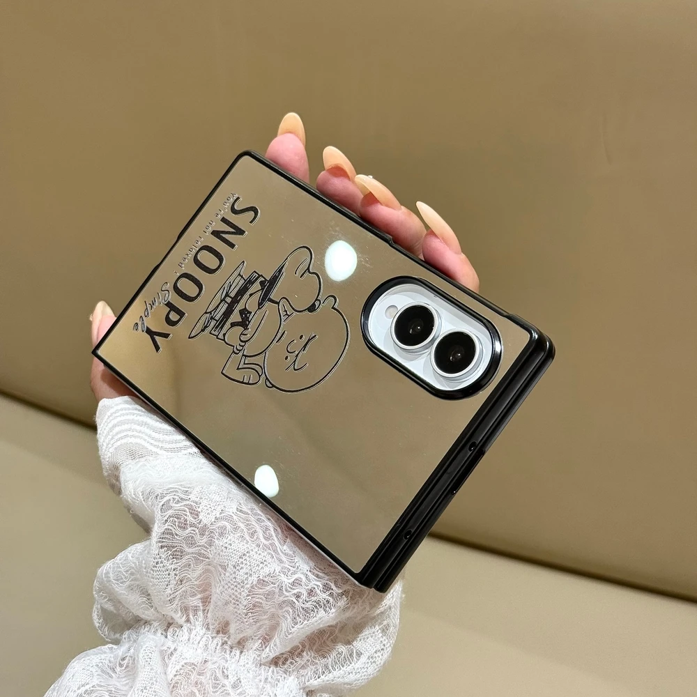 Cute Cartoon Peanuts Snoopy Charlie Brown Mirror Phone Case For Samsung Galaxy Z Fold 8 Hard PC Back Cover For Z Fold 7 6 5 Case - view 6