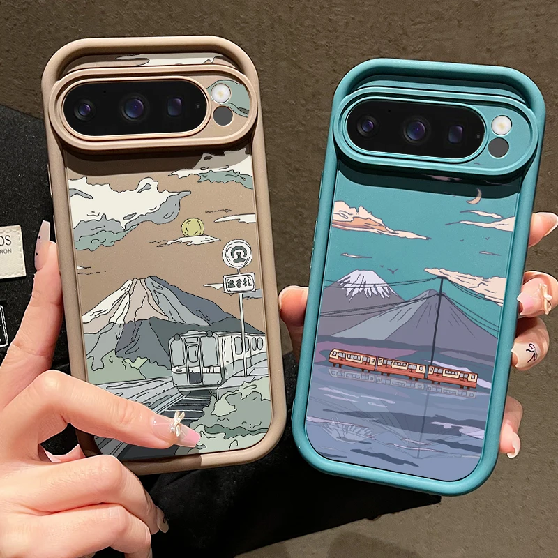 Einfarbige TPU-Hülle mit Landschaftsmuster für Google Pixel 10 8 7 Pro 8A Pixel 9 Pro XL, stoßfeste weiche Silikon-Schutzhülle – Detail 3