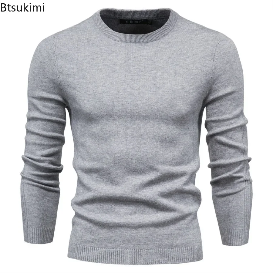 New 2025 Men's Solid Knitted Pullover Sweaters Comfortable Slim Business Casual All-match Sweater Tops Autumn Winter Men Clothes