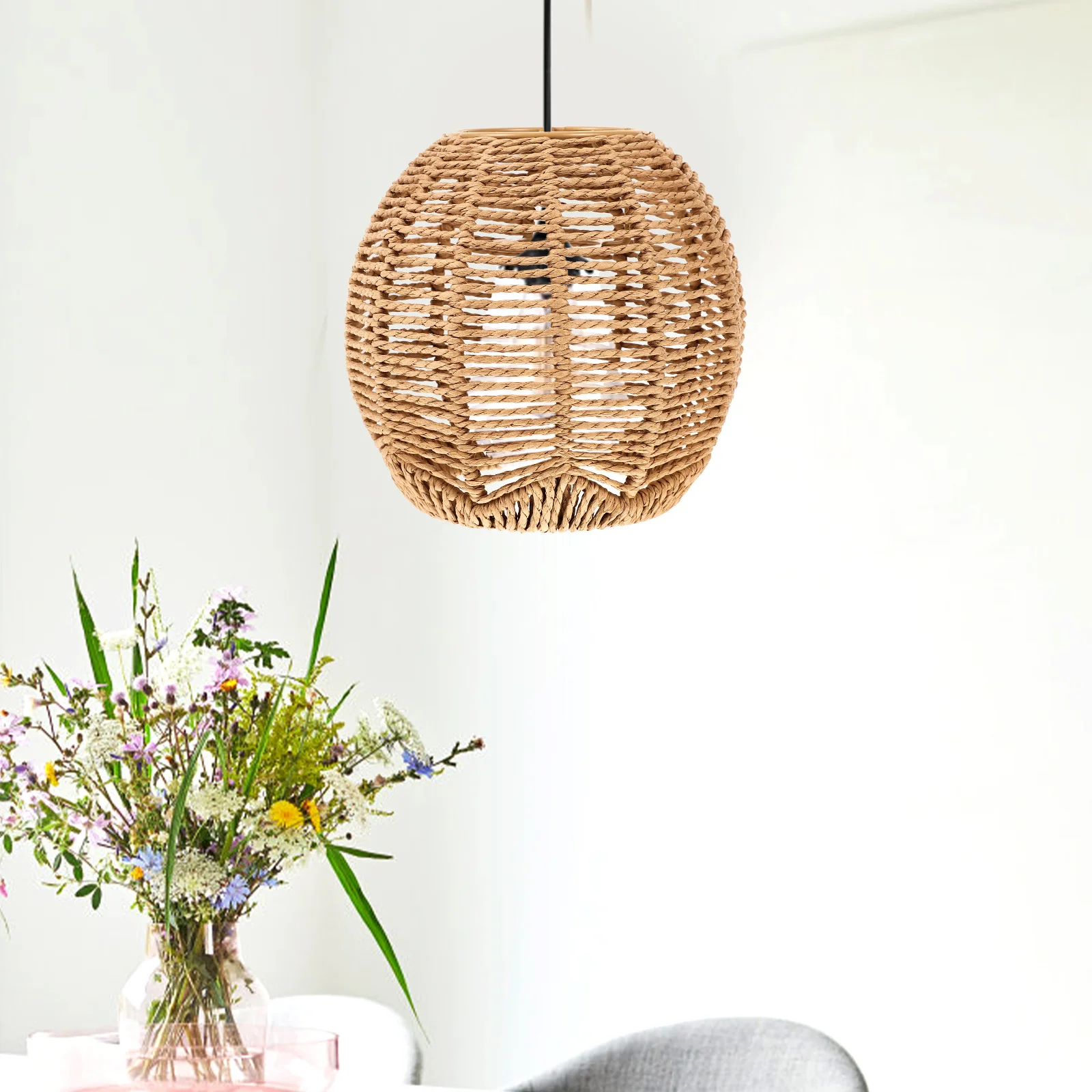 

Hemp Rope Woven Lamp Shade For Pendant Light Chandelier Hanging Fixture Replacement Cover Modern Farmhouse Decor